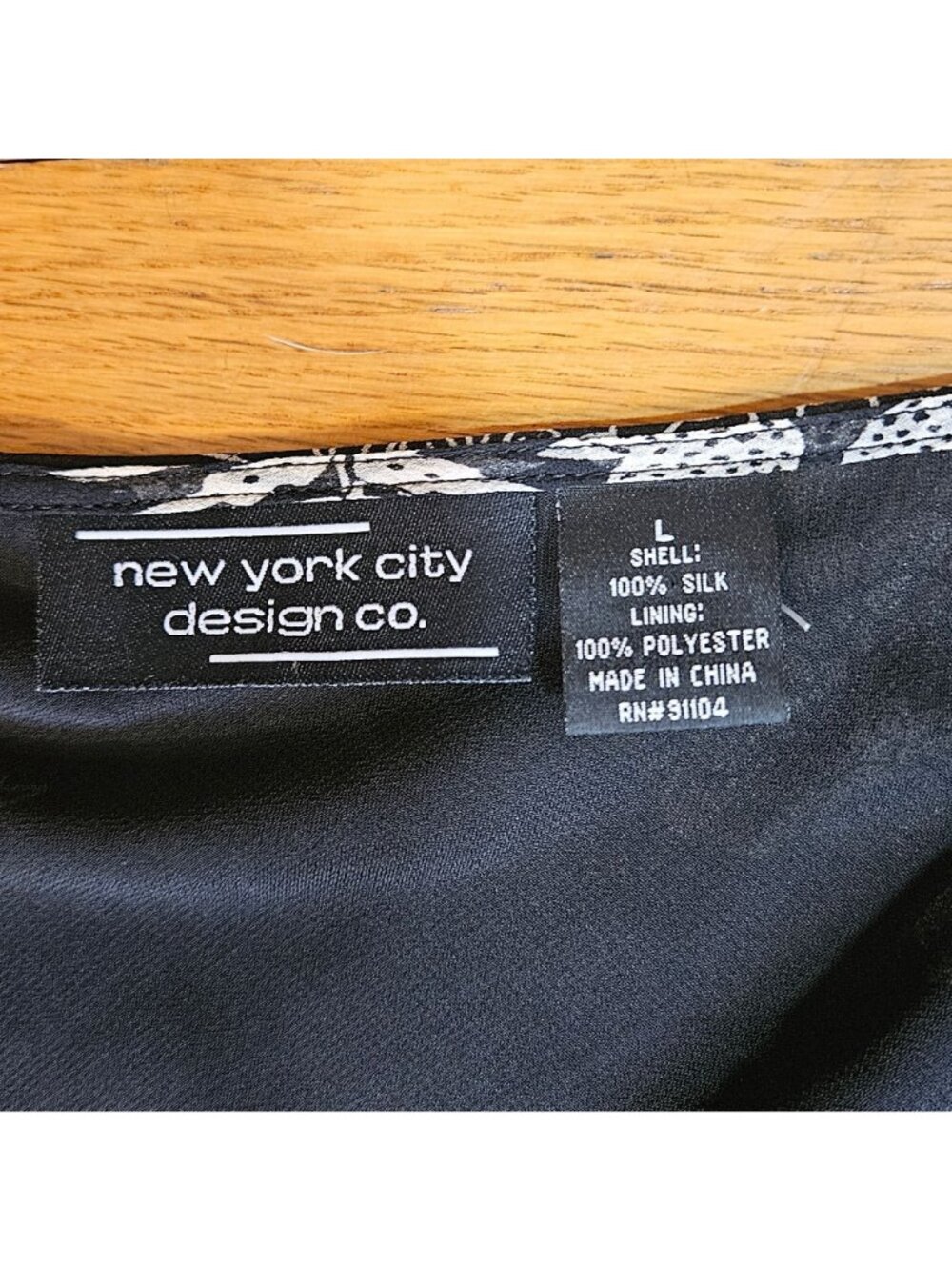 Woman's New York City Design co silk dark whimsey romantic floral blouse black L - Picture 5 of 8